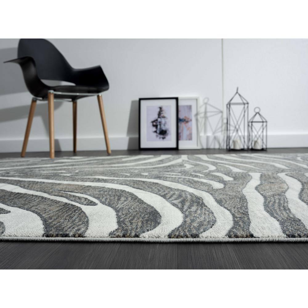 Abani Nova NOV170B Grey Brown Zebra Print Area Rug 6' x 9' - Grey