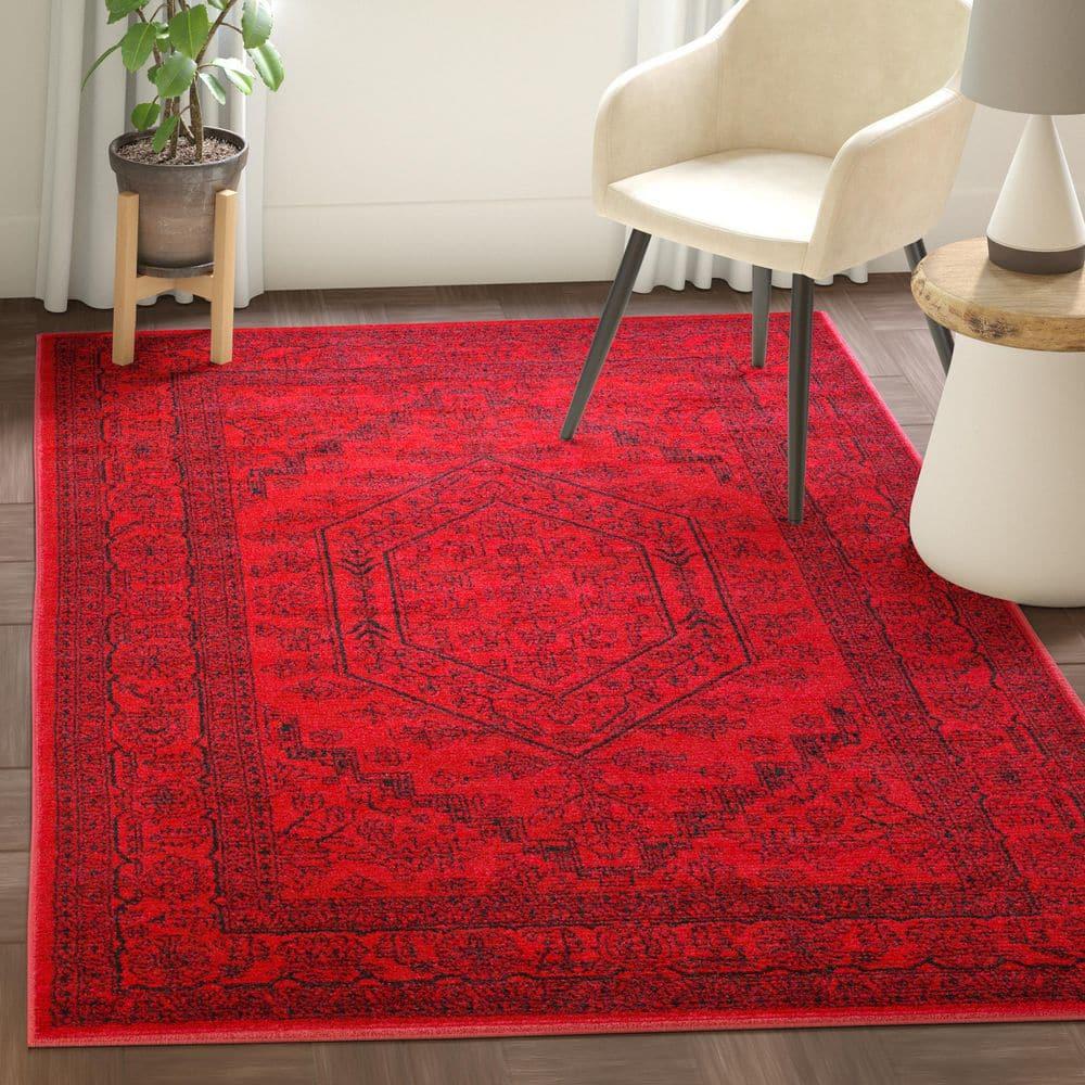 Adirondack ADR108 Power Loomed Area Rug - Red/Black - 6'x9' - Safavieh.