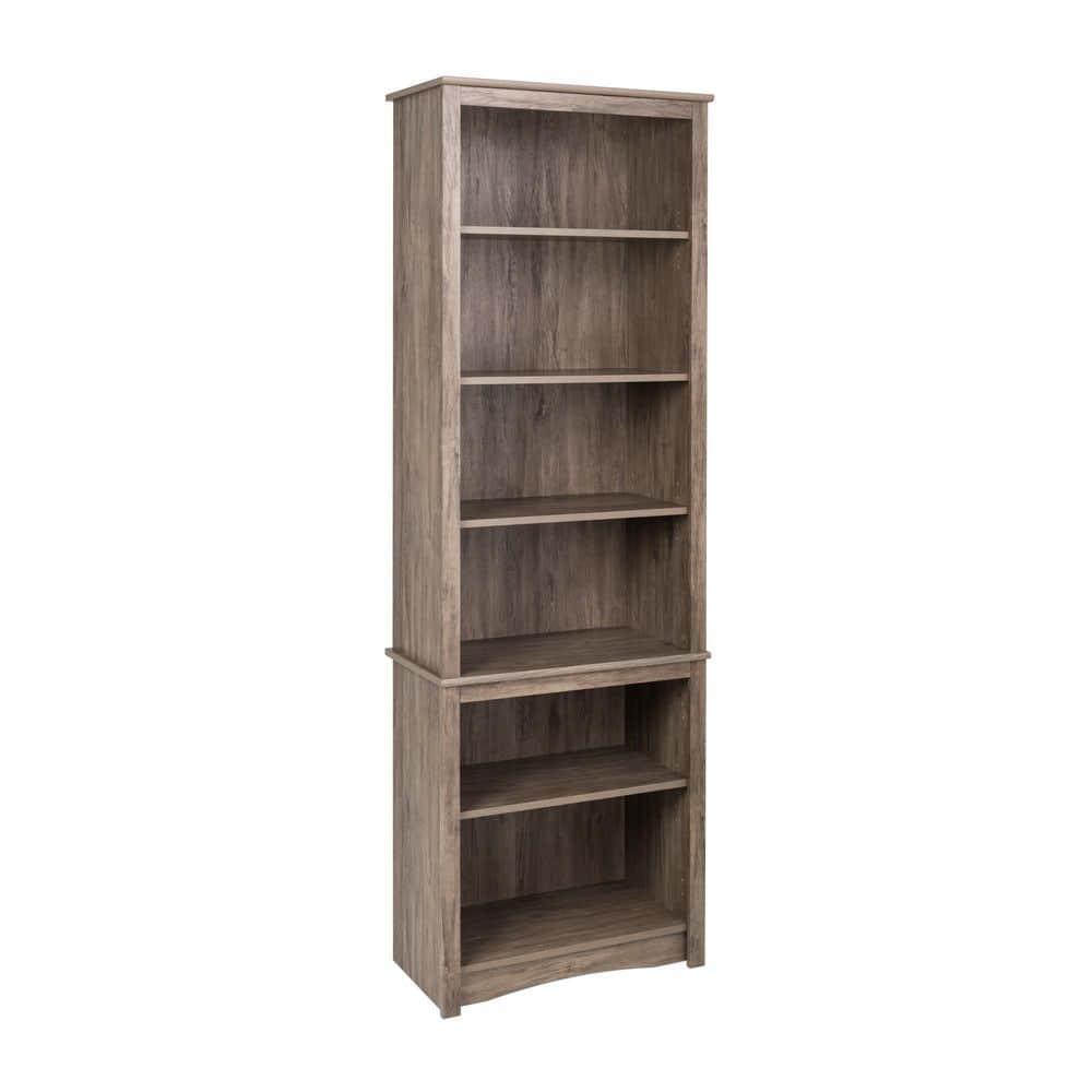 Prepac Tall 6-Shelf Bookcase, Drifted Gray