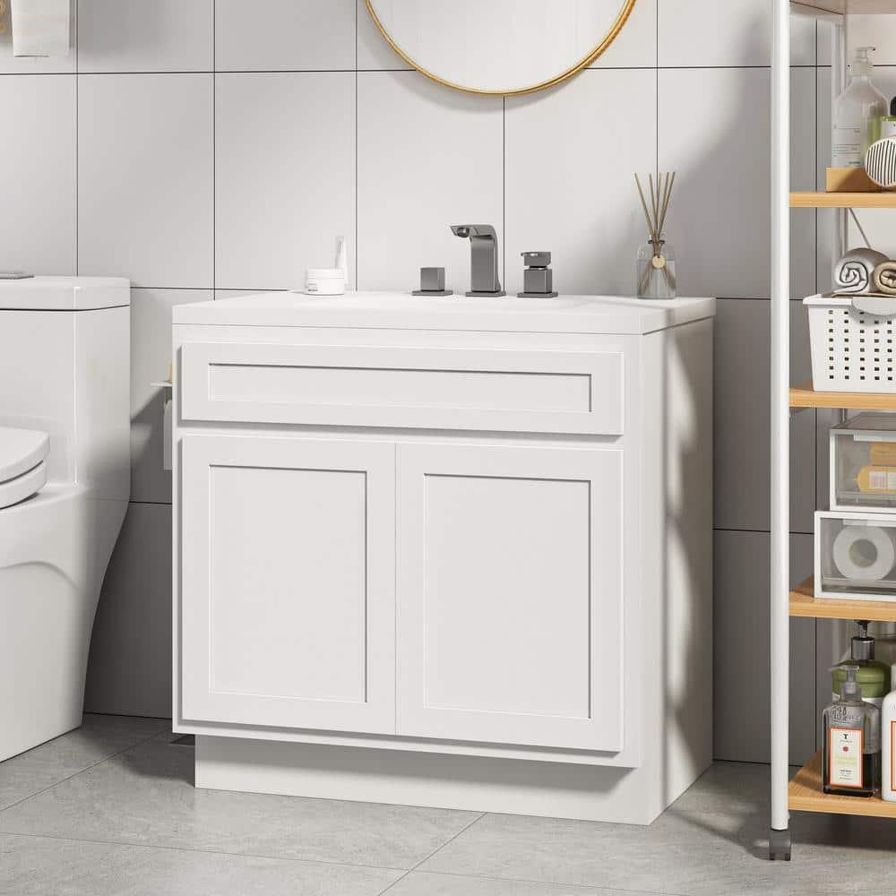 Vanity Art  36 in. Vanity Cabinet with Knockdown, White