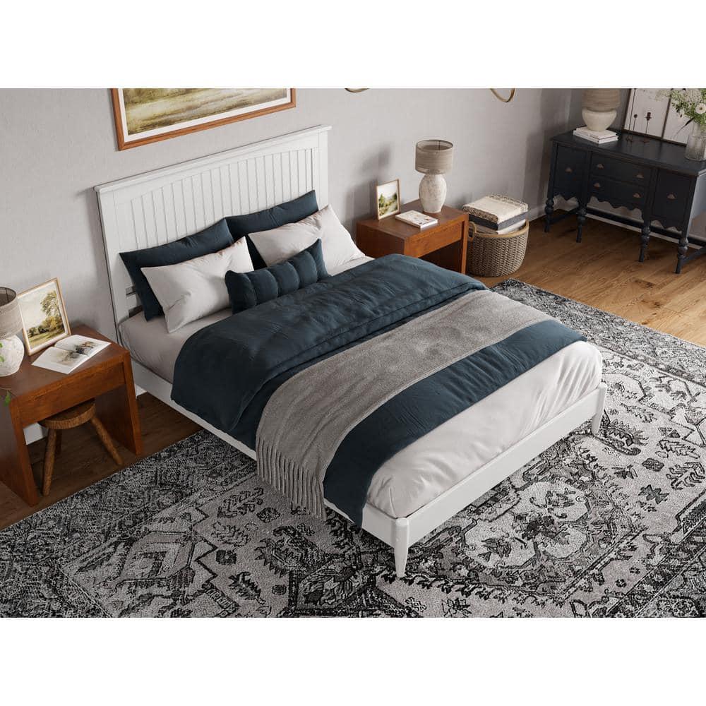 AFI Naples Queen Solid Wood Low Profile Platform Bed, White