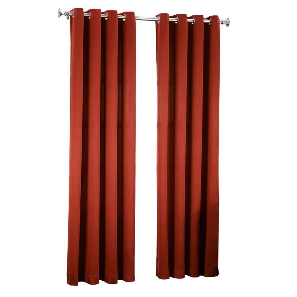 54"x63" Sun Zero Room Darkening Seymour Grommet Curtain Panel Brick Red: Modern Thermal Insulated, Energy Efficient