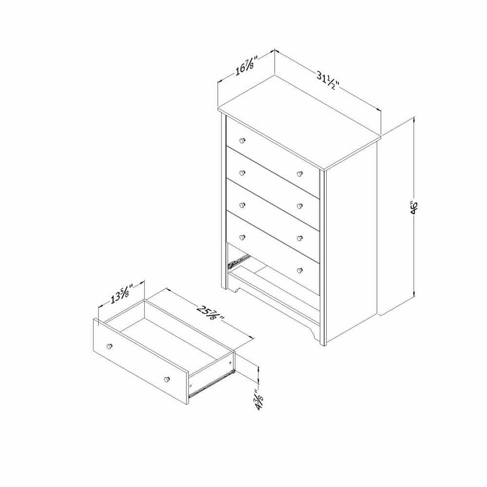South Shore Vito Collection 5-Drawer Dresser, Chocolate with Matte Nickel Handles