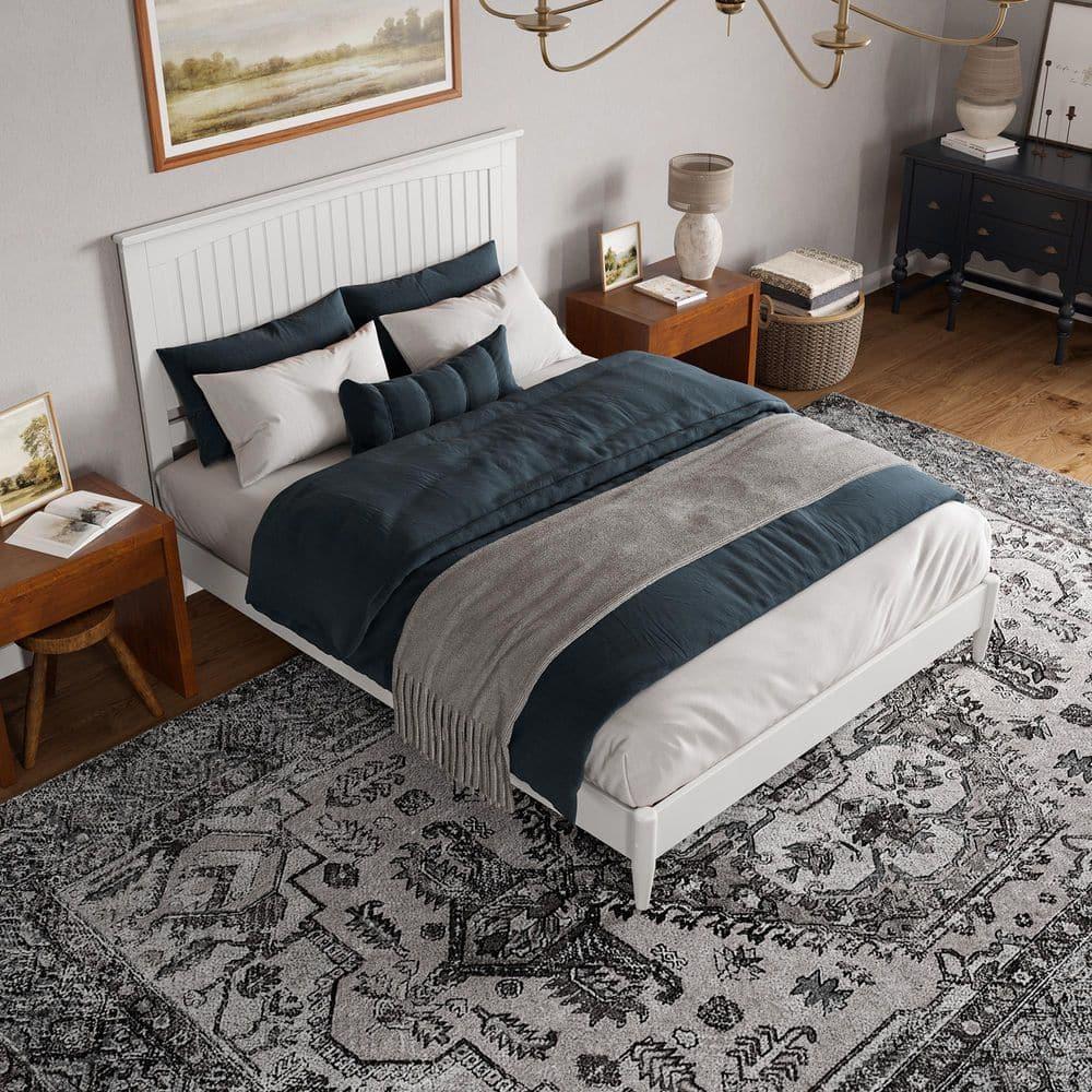 AFI Naples Queen Solid Wood Low Profile Platform Bed, White