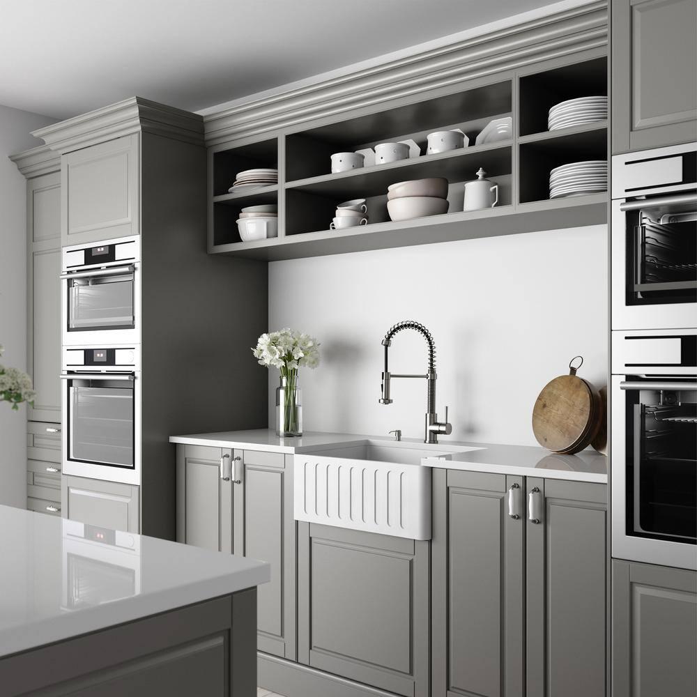 Matte Stone 24" L x 18" W Single Bowl Farmhouse Kitchen Sink with Basket Strainer and Silicone Grid