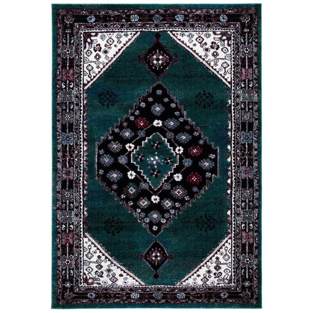 Vintage Hamadan VTH202 Power Loomed Area Rug - Green/Black - 8'x10' - Safavieh.