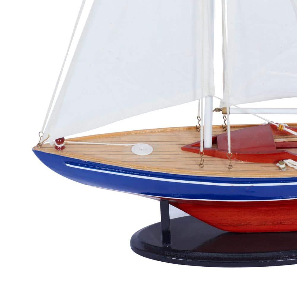 DecMode Coastal Dark Brown Wood Sail Boat Sculpture, 17"W x 26"H