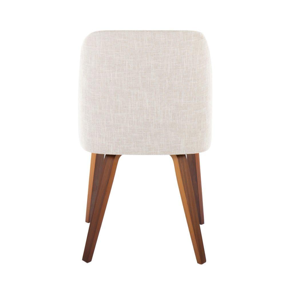 Set of 2 Toriano Dining Chairs Walnut/Beige: LumiSource, Upholstered, Mid-Century Modern, Wood Legs