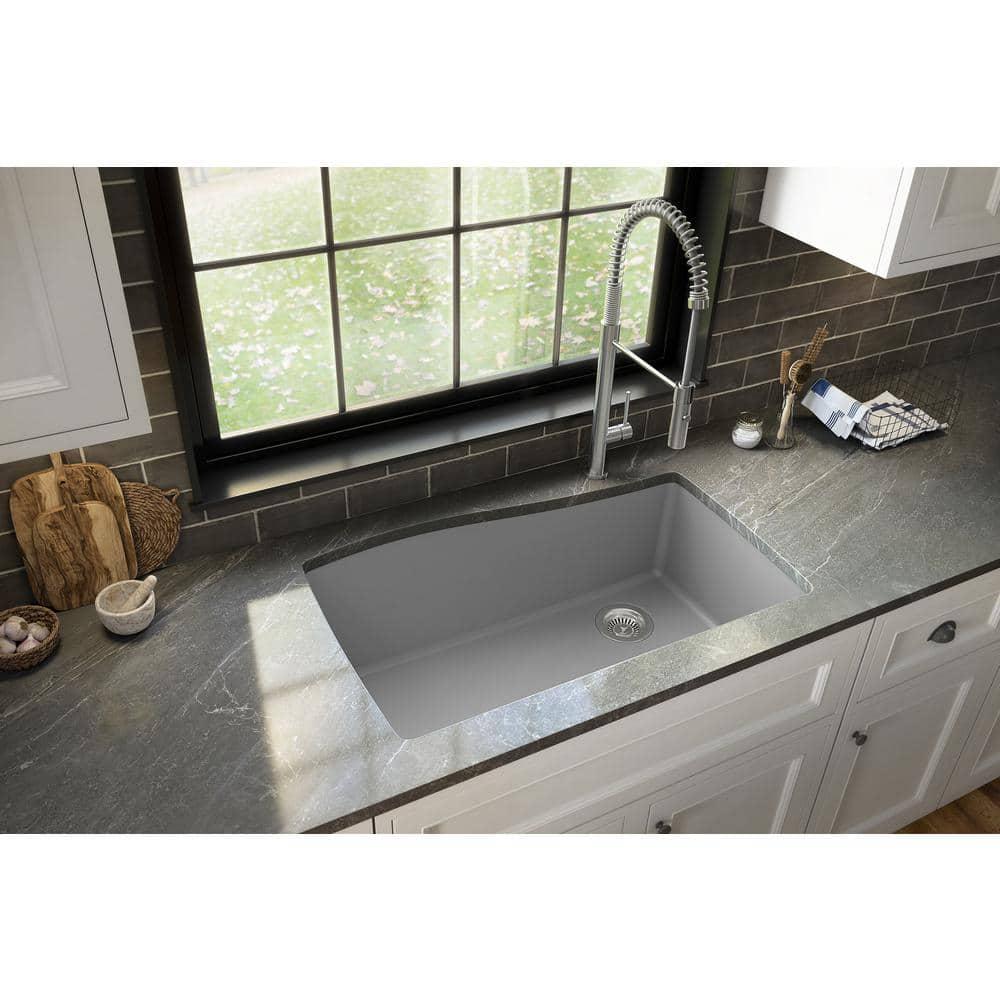 Karran Karran Undermount Quartz Composite 33-1/2'' X 21'' Single Bowl Kitchen Sink QU-722-GR