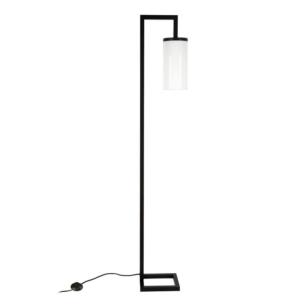 Evelyn&Zoe Malva 67.75" Tall Floor Lamp with Glass shade in Blackened Bronze/White