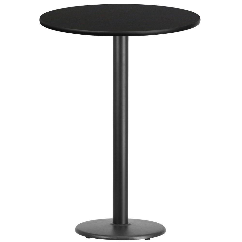 Flash Furniture Stiles 30'' Round Black Laminate Table Top with 18'' Round Bar Height Table Base