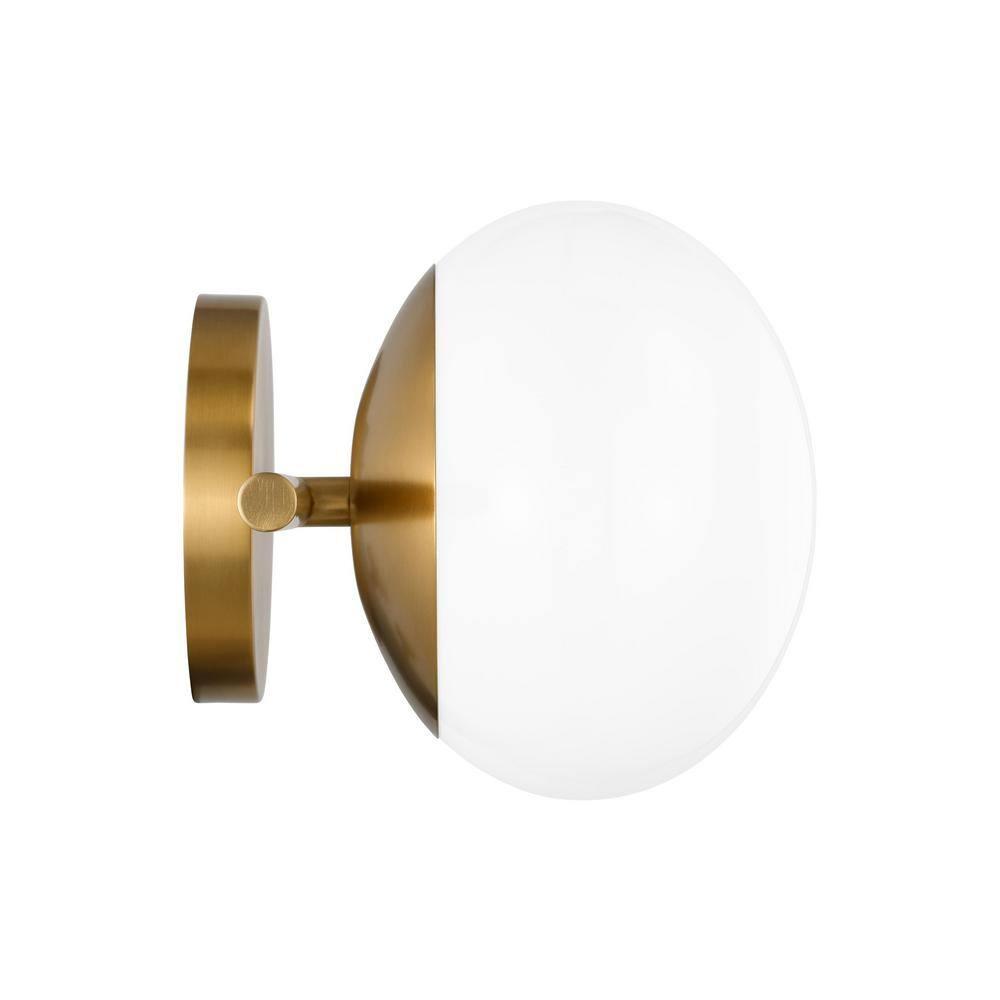 Ellen DeGeneres Crafted Symmetrical 2-Light Vanity in Burnished Brass with Milk White Glass