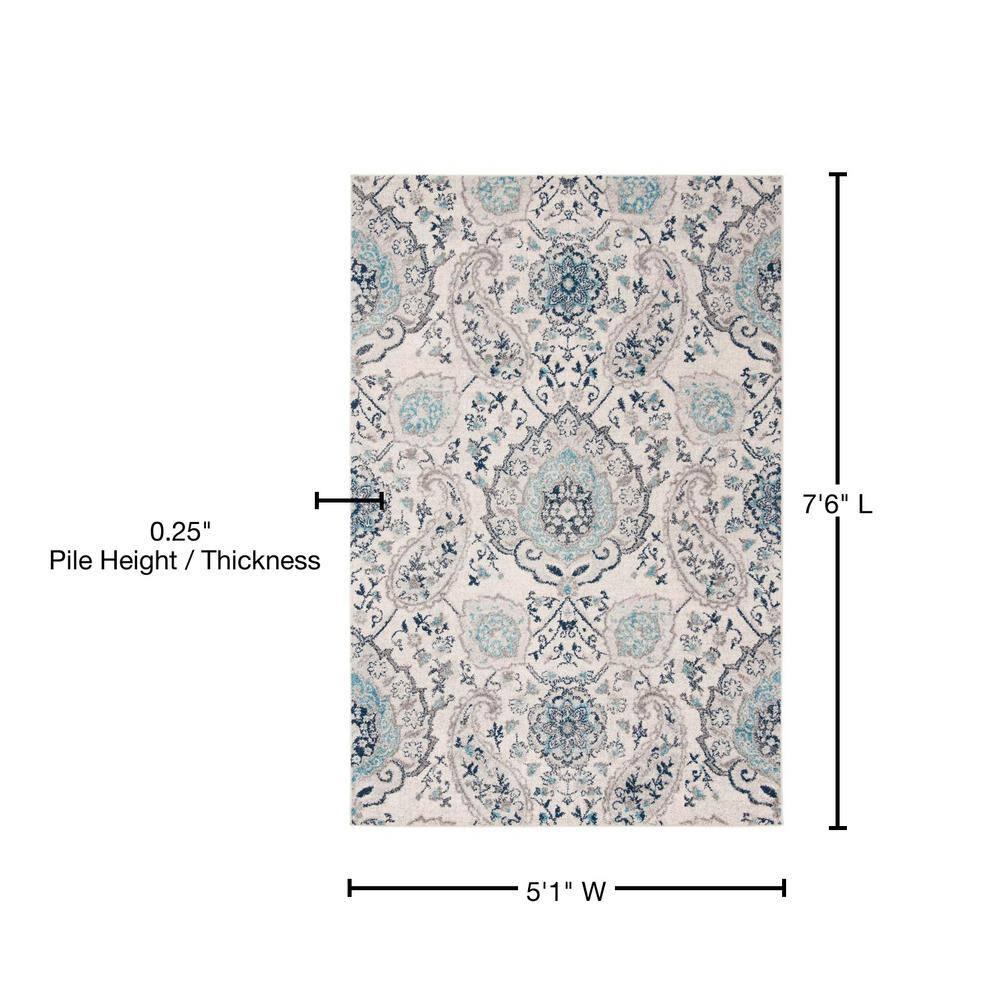 Madison MAD600 Power Loomed Indoor Area Rug - Cream/Light Grey - 5'3"x7'6" - Safavieh