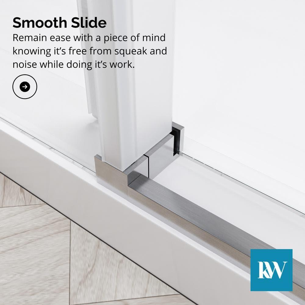 Frameless Sliding Shower Door, 76 x (44-48) Inch Frameless Shower Door, 5/16" (8mm) Clear Tempered Glass in Brushed Nickel Finish, Glass Shower Door