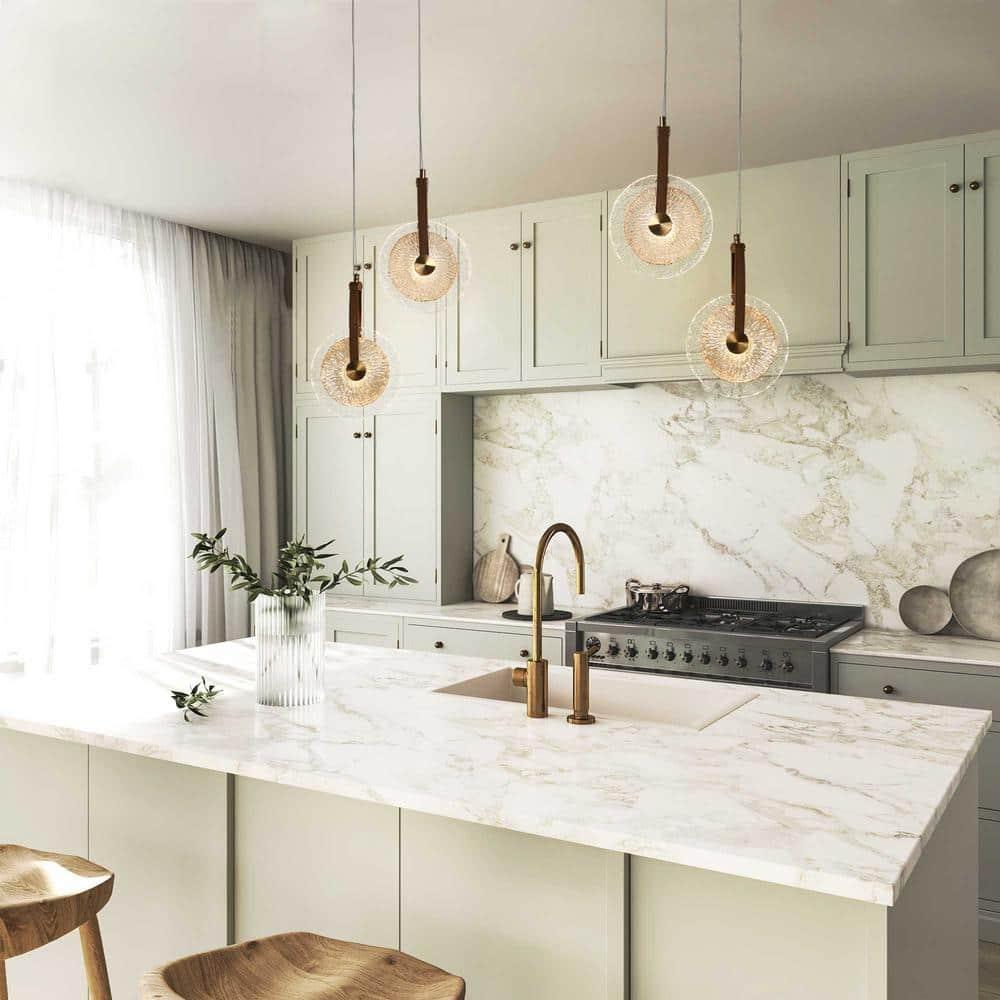 LNC Modern Gold LED 2-Light Chandelier Art Disc Design Pendant Lights for Kitchen Island Foyer