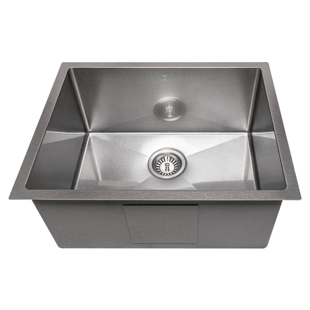 ZLINE 23 in. Meribel Undermount Single Bowl DuraSnow Stainless Steel Kitchen Sink W/ Bottom Grid (SRS-23S)