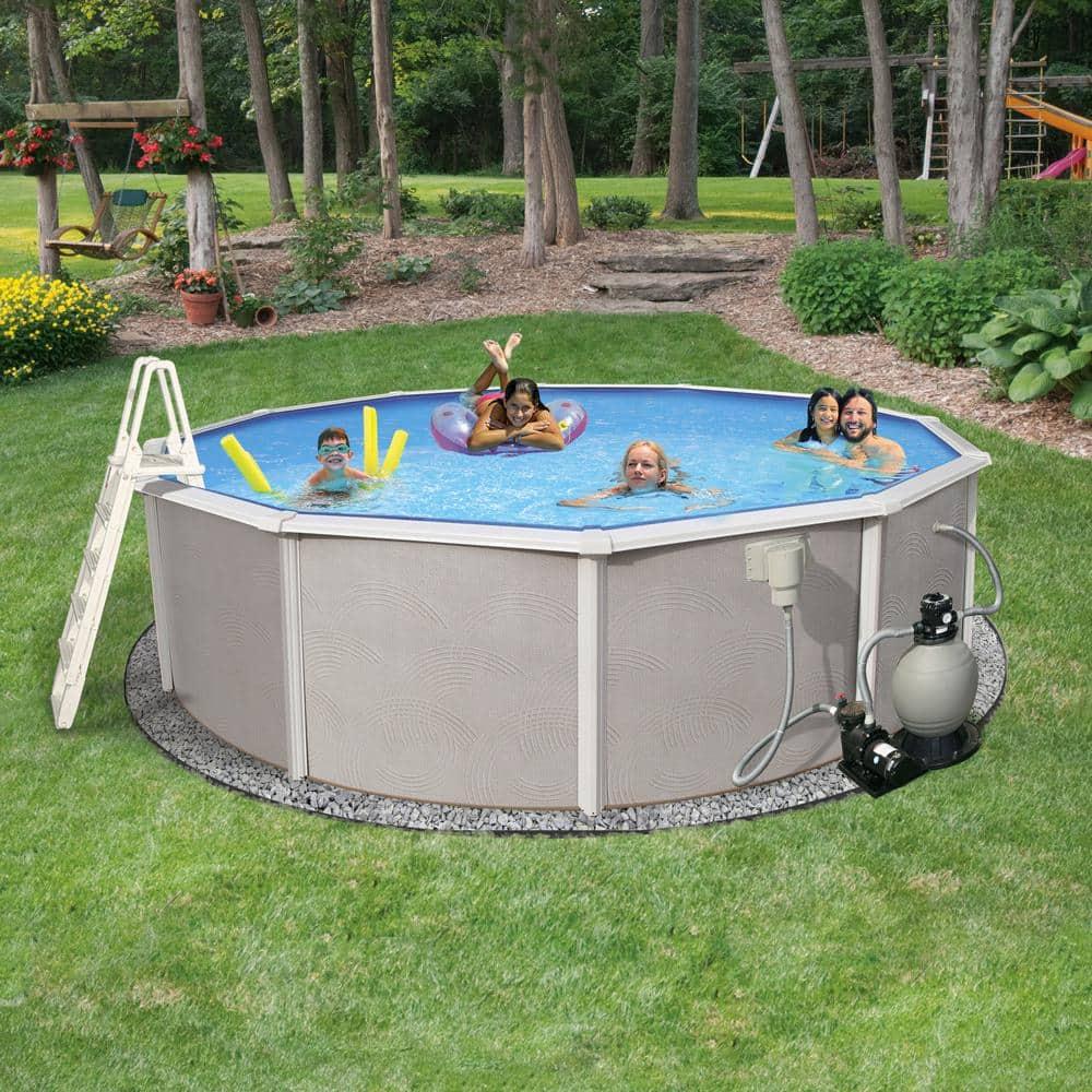 Blue Wave Products Belize Round 52-in Deep 6-in Top Rail Swimming Pool Package