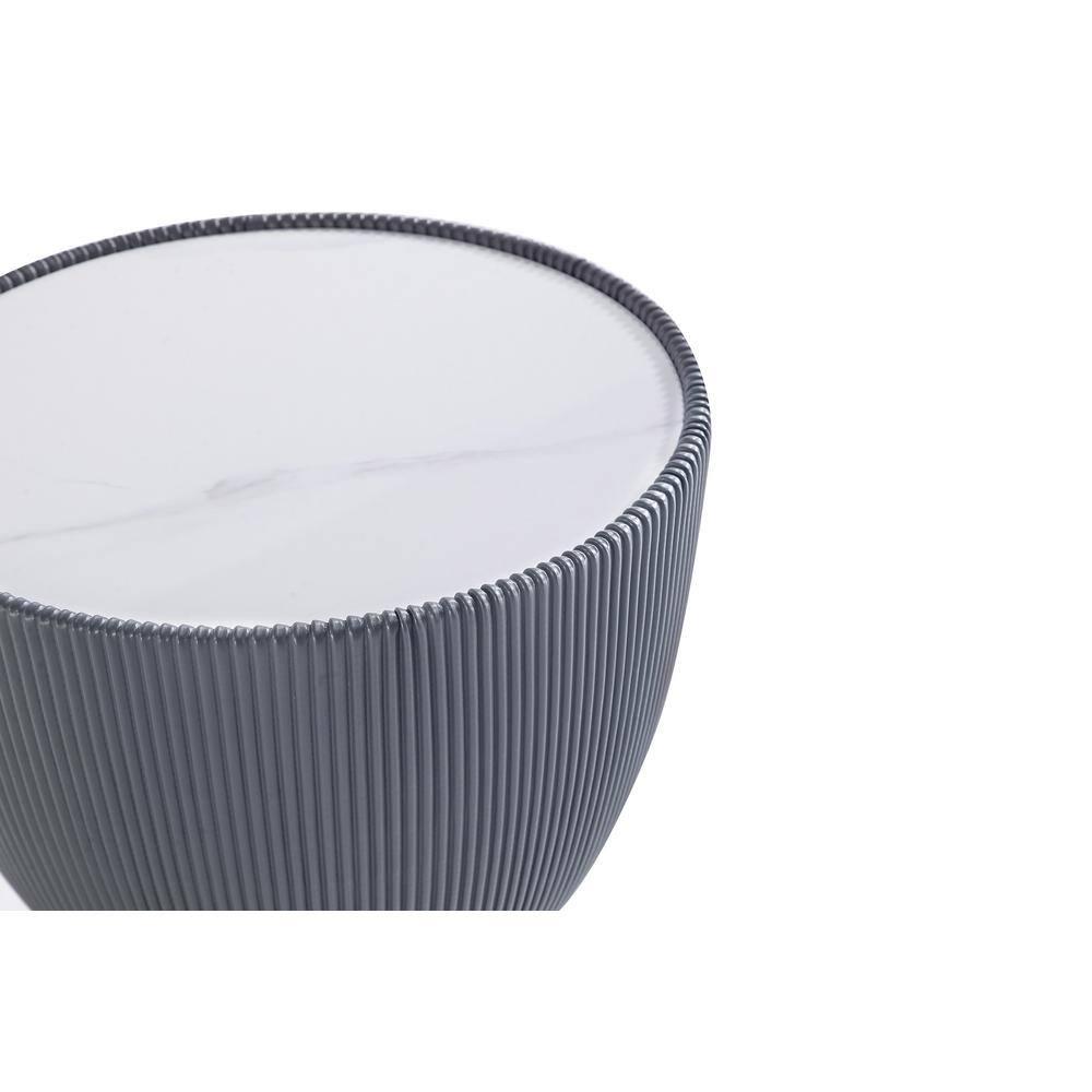 Manhattan Comfort Set of 2 Anderson Leatherette End Tables: Gold Metal Finish, No Assembly Required