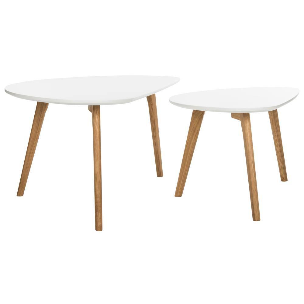 Olida Double Coffee Table - White/Oak - Safavieh