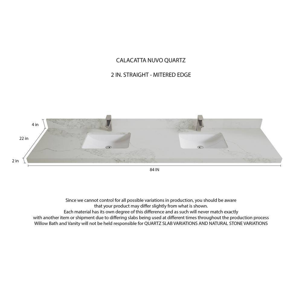 Willow Collections Aberdeen 84'' Double Bathroom Vanity with Quartz Top