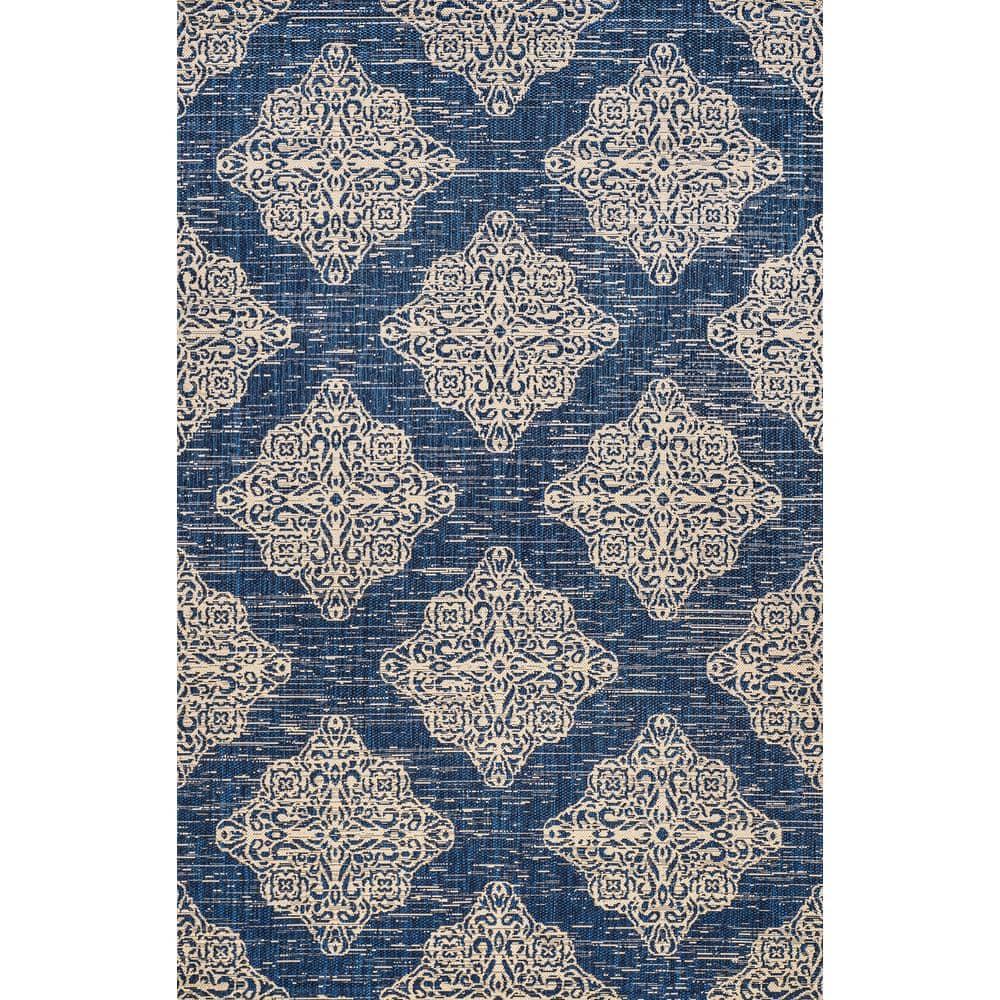 4'x6' Tuscany Ornate Medallions Indoor/Outdoor Area Rug, Navy/Beige - JONATHAN Y