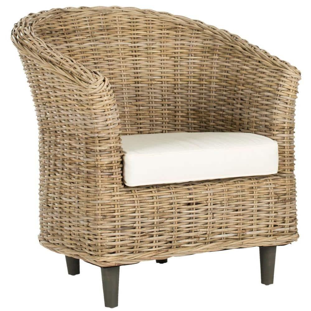 Omni Barrel Chair - FOX6501 - White/Natural Unfinished - Safavieh