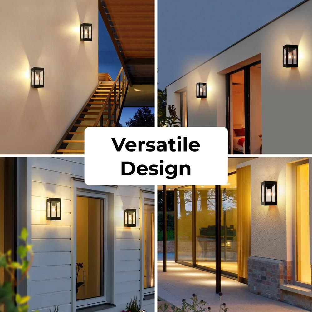 60 Lumens Solar Outdoor Black Aluminum Wall Light Integrated LED Edison Bulb