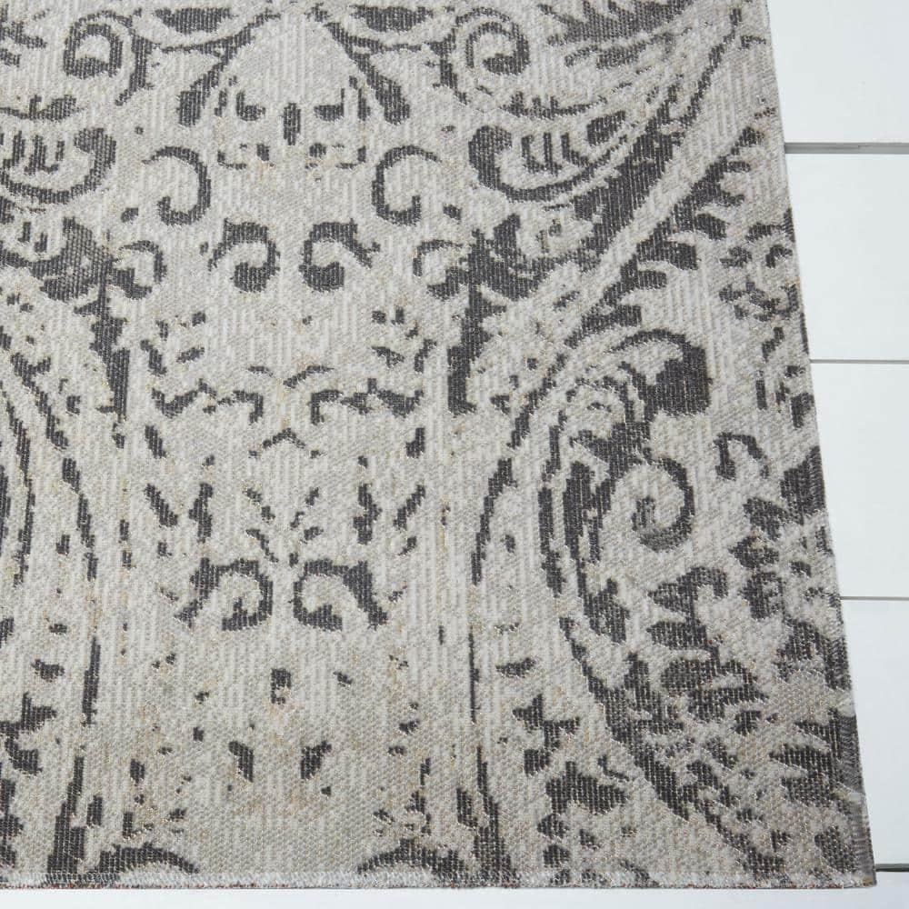 Nicole Miller New York Patio Sofia Juniper Transitional Paisley Indoor/Outdoor Area Rug, Ivory/Gray