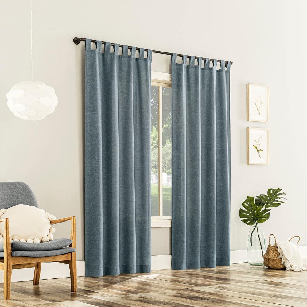 40"x84" No. 918 Light Filtering Semi-Sheer Joshua Heathered Texture Tab Top Curtain Panel Storm Blue: Transitional Decor