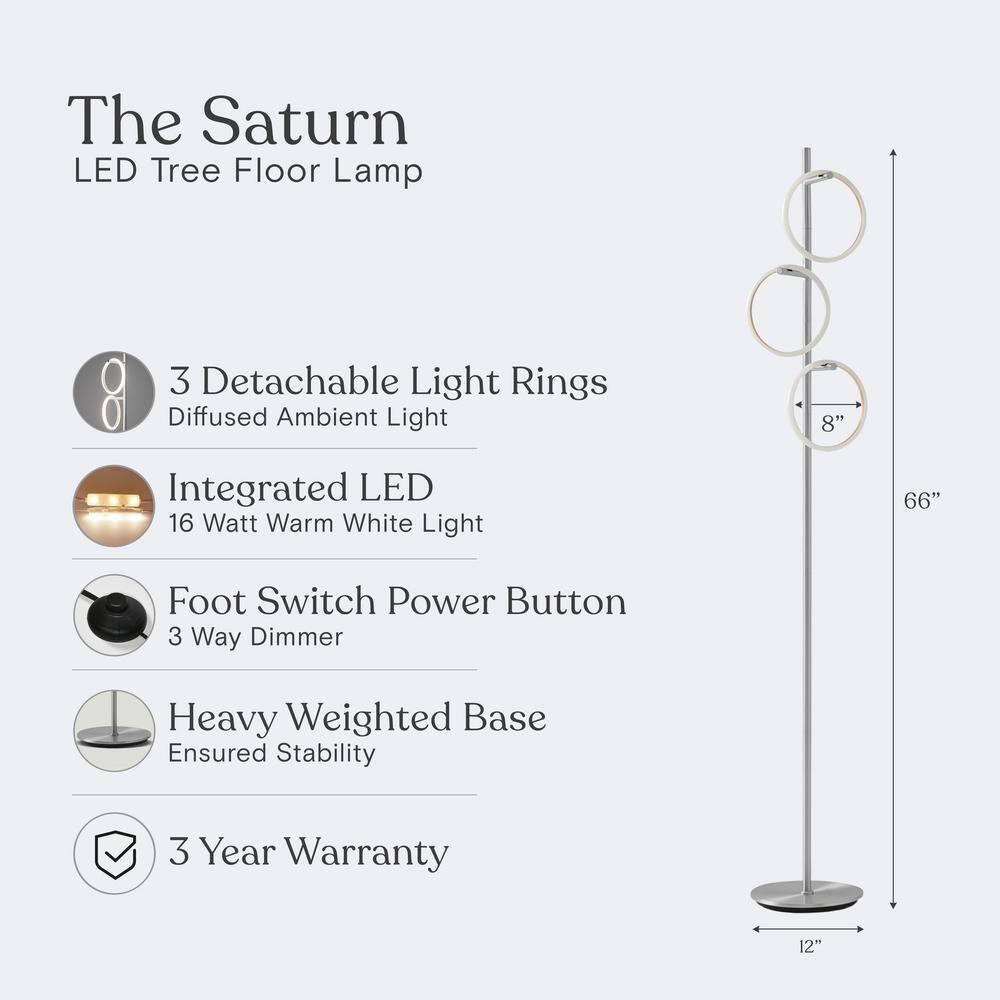 Brightech Saturn 66 in. Industrial 3-Light 3-Way Dimming LED Floor Lamp