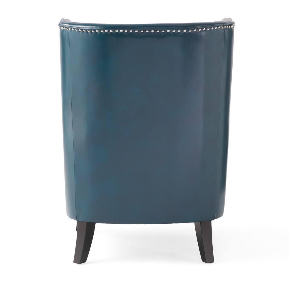 Canterburry Teal Bonded Leather Club Chair with Nailhead Trim (Set of 1)