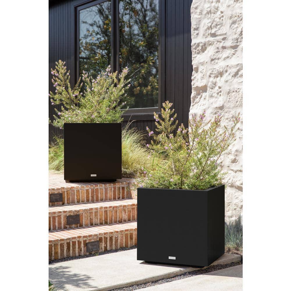 Veradek Block Series Cube Medium 22" Plastic Planter - Black