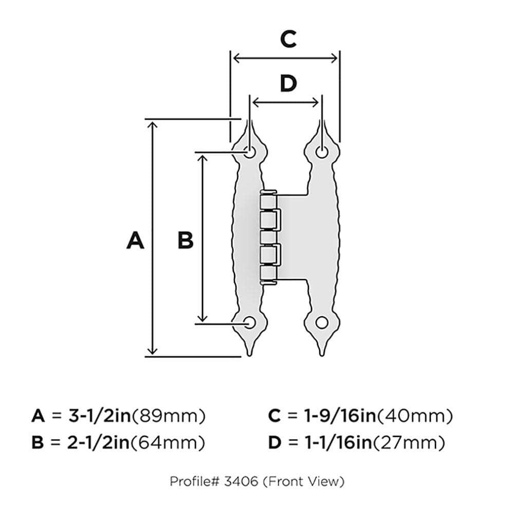 Amerock 3/8in (10mm) Offset Non-Self Closing Face Mount Golden Champagne Cabinet Hinge - 1 Pair