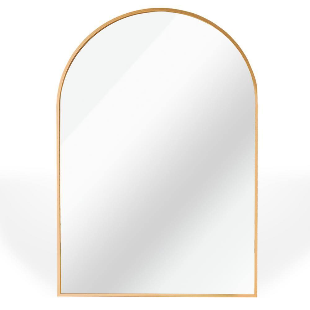 Luxhomez 36" x 24" Arch Wall Mirror for Vanity/ Bathroom, Metal Bathroom Mirror with Waterproof Aluminum Alloy Frame, Gold