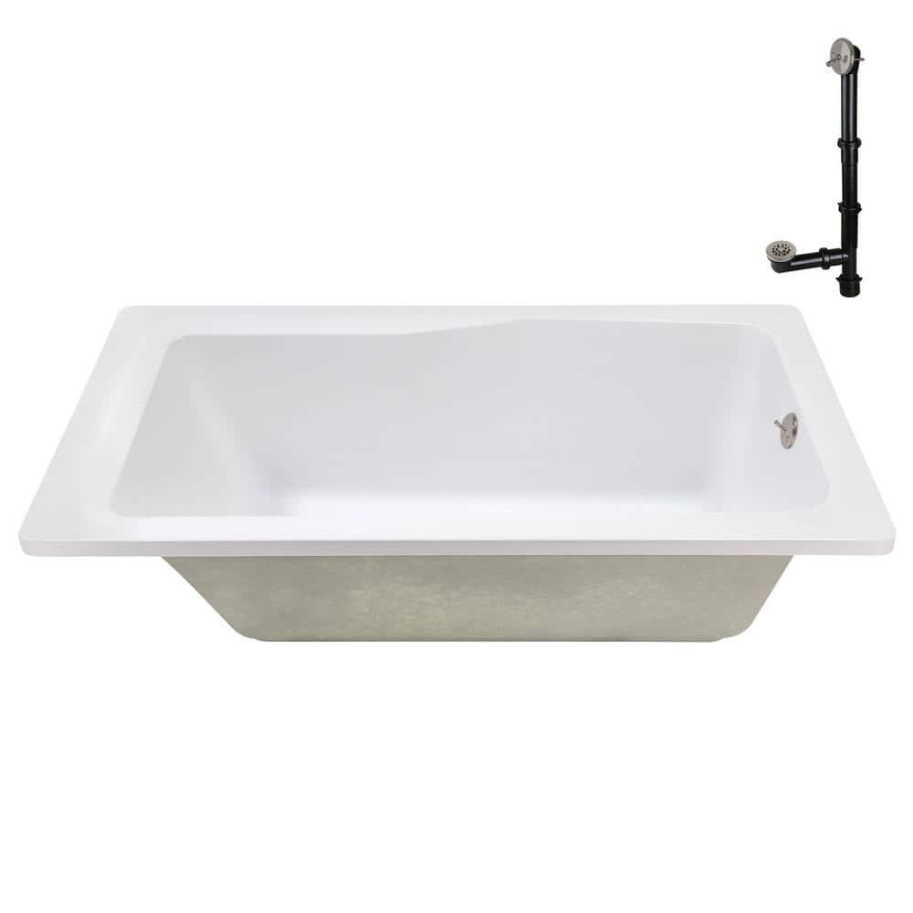 Streamline Bath 60'' x 32'' Acrylic Soaking Drop-In Bathtub, Drain Included N-4400-757-BNK