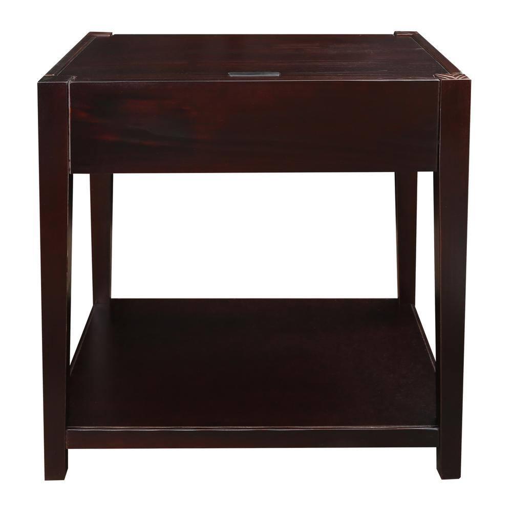 Casual Home Notre Dame Nightstand with USB Port, Espresso