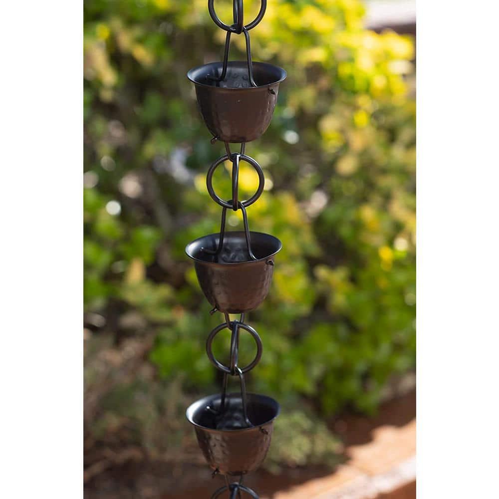 Monarch Rain Chains Aluminum Hammered Cup Rain Chain Replacement Downspout for Gutters