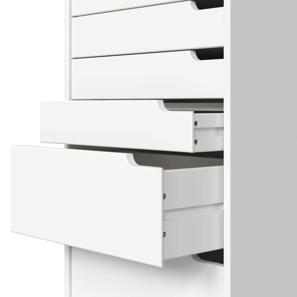 Adeptus Original Euro Roll Cart, Solid Wood, 6+2 Drawer Extra Wide Drawers Roll Carts, White