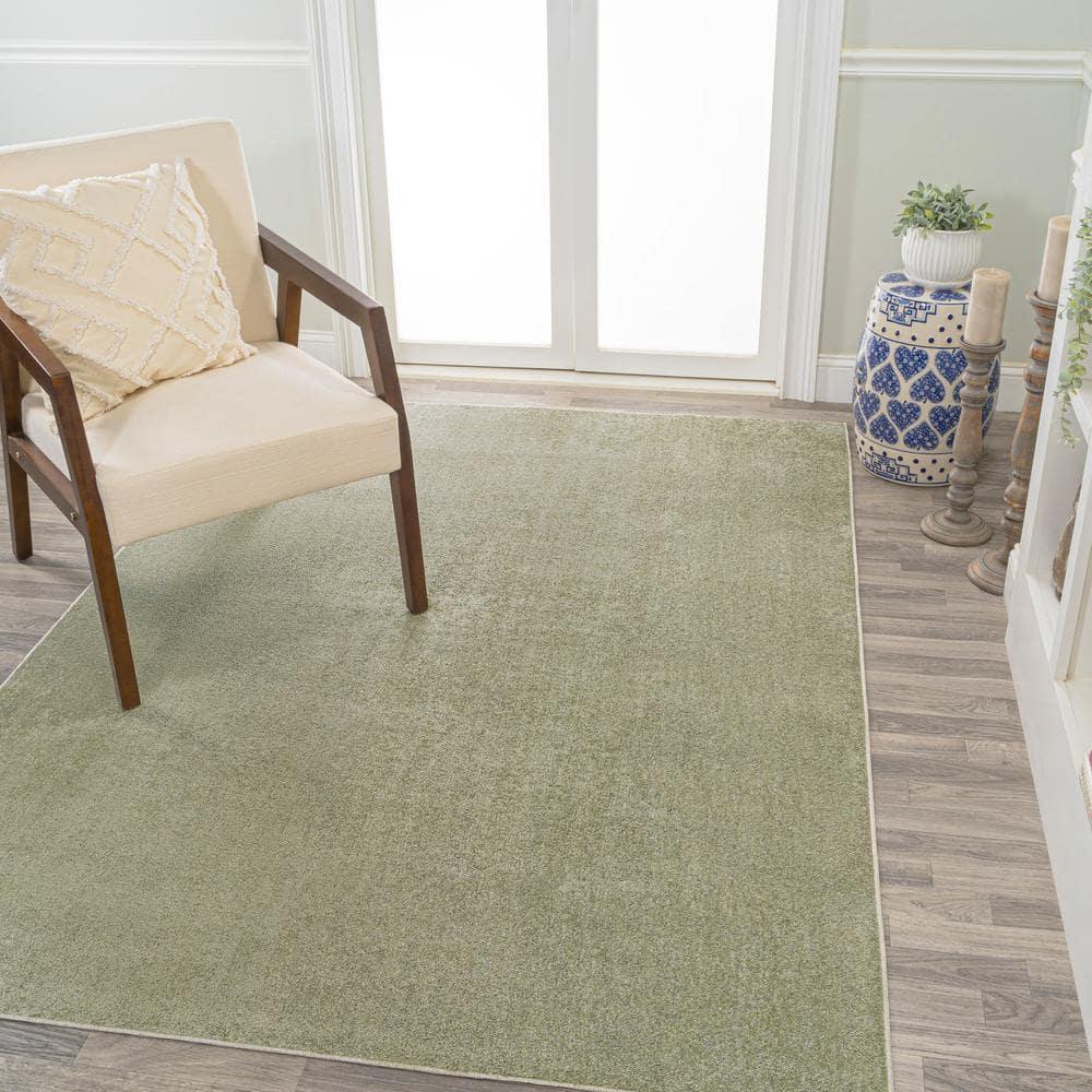 JONATHAN Y Twyla Classic Solid Low-Pile Machine-Washable Sage Green 8 ft. x 10 ft. Area Rug