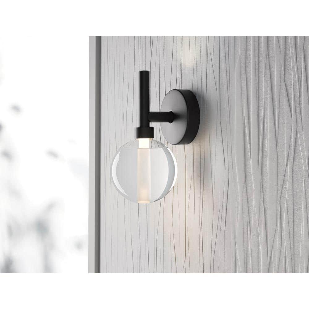 Matte Black Glass Shade Dimmable LED Sconce