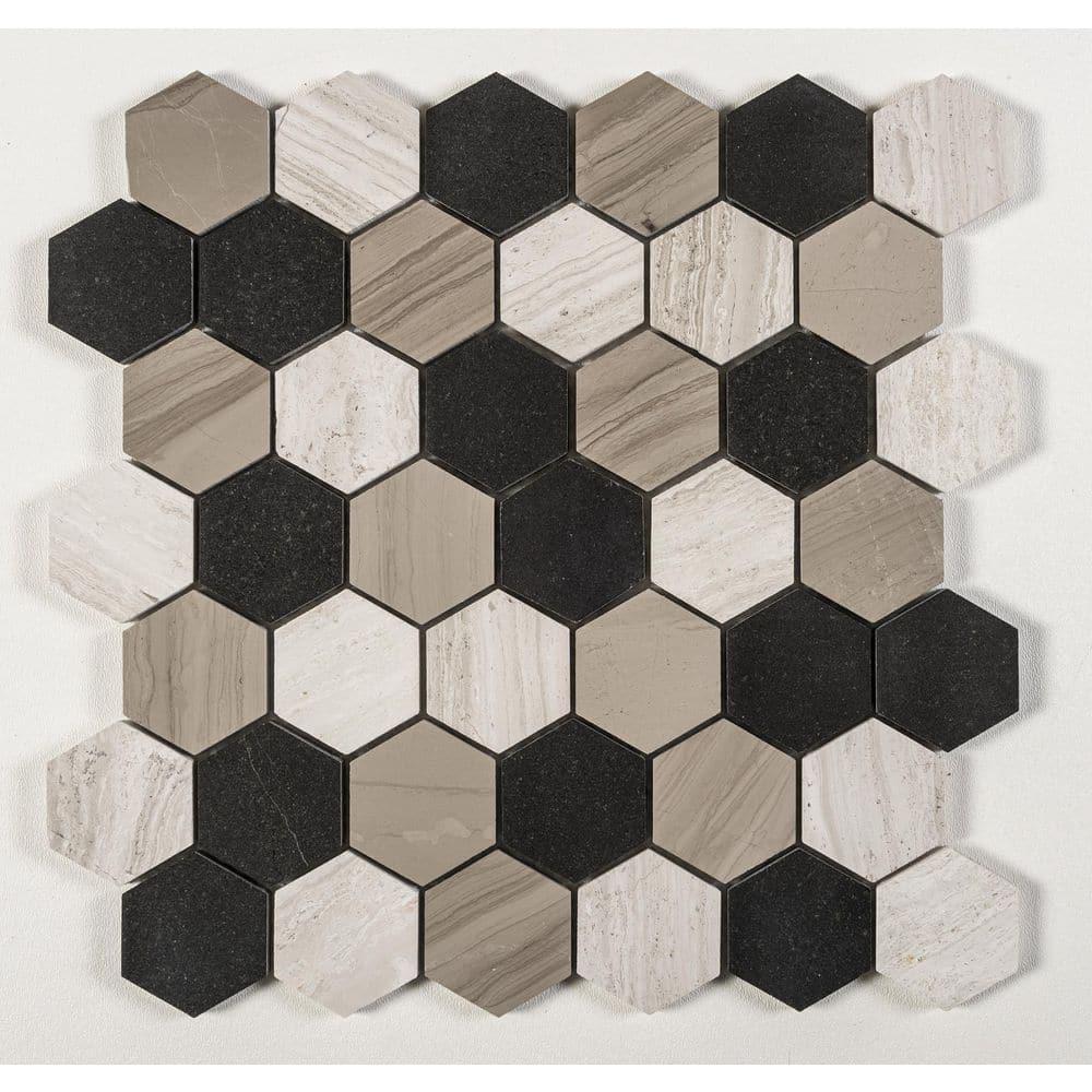 SAMPLE-Channing 2" x 2" Marble Honeycomb Mosaic Floor Use Tile