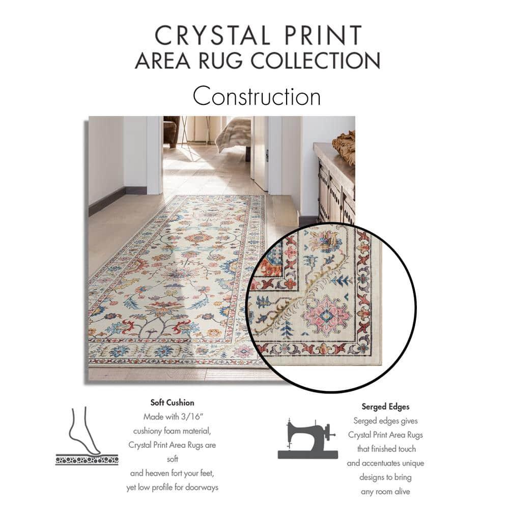 Gertmenian Crystal Print Tiefi Brown Tan Ivory Washable Flat Pile Traditional Medallion Indoor Area Rug