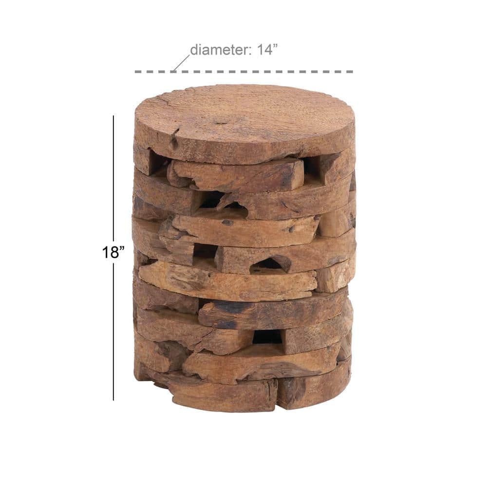 Olivia & May 18" x 14" Contemporary Teak Wood Accent Table Brown: Handcrafted, No Assembly, Indoor Use, Unique Design