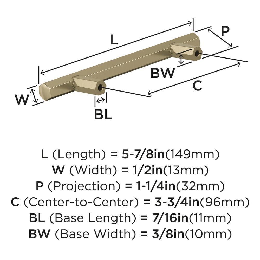 Amerock Caliber 3-3/4 inch (96mm) Center-to-Center Golden Champagne Cabinet Pull