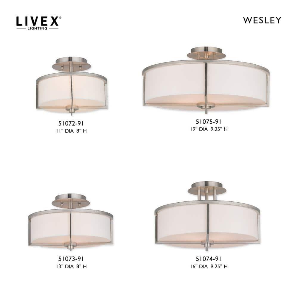 Livex Lighting Wesley 4 - Light Semi-Flush Mount in  Brushed Nickel