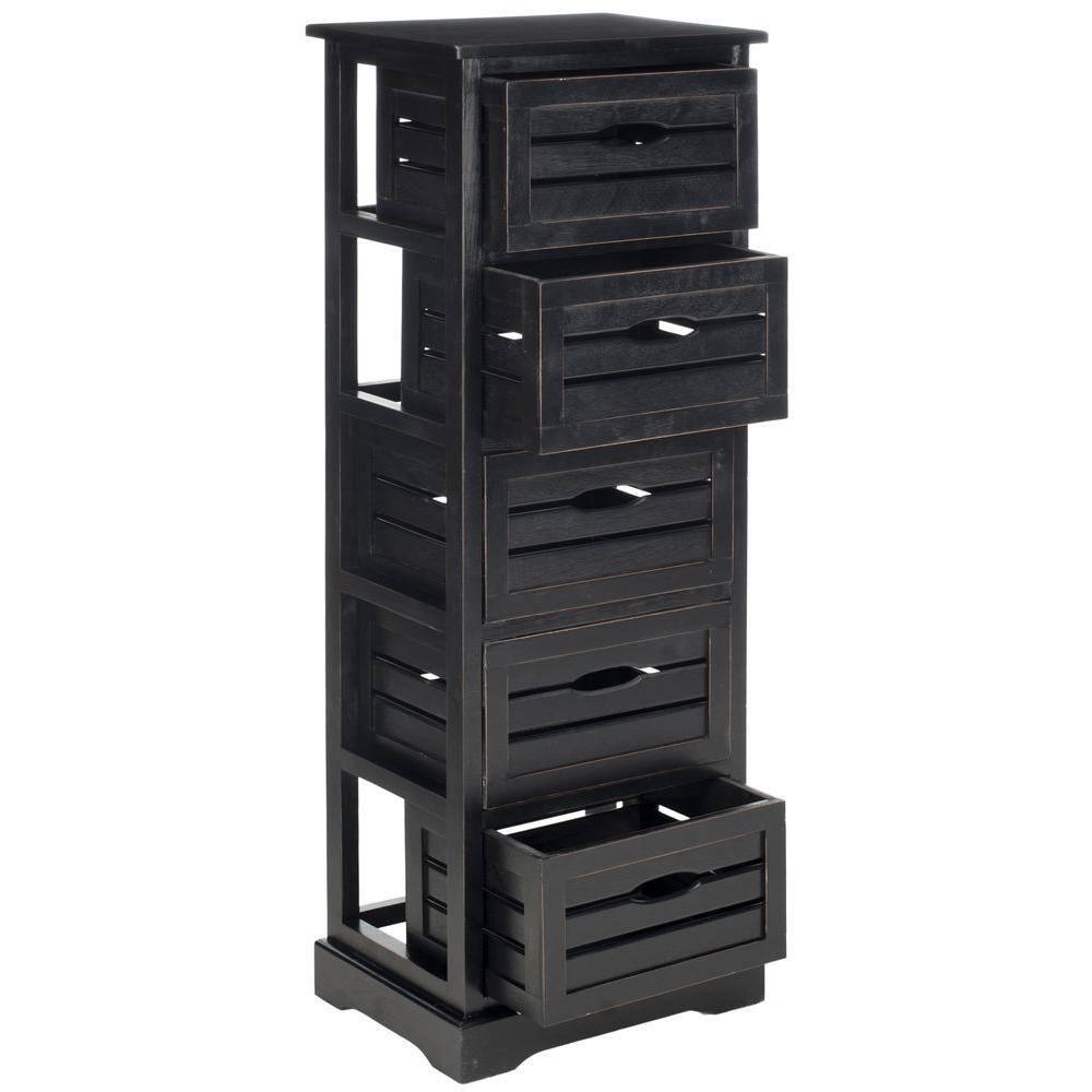 Samara 5 Drawer Cabinet - AMH5714 - Distressed Black - Safavieh Couture
