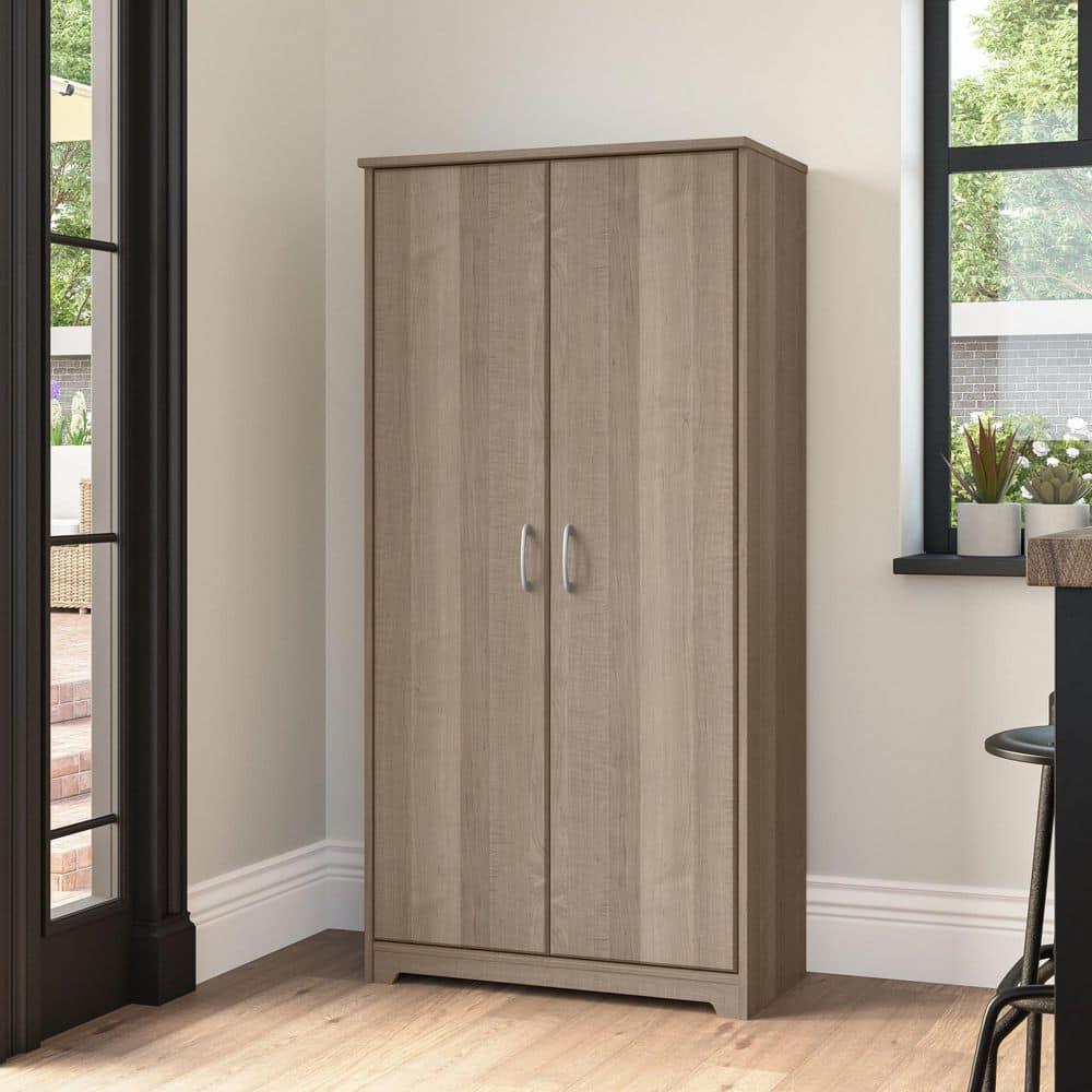 Cabot Tall Kitchen Pantry Cabinet with Doors in Ash Gray - Engineered Wood