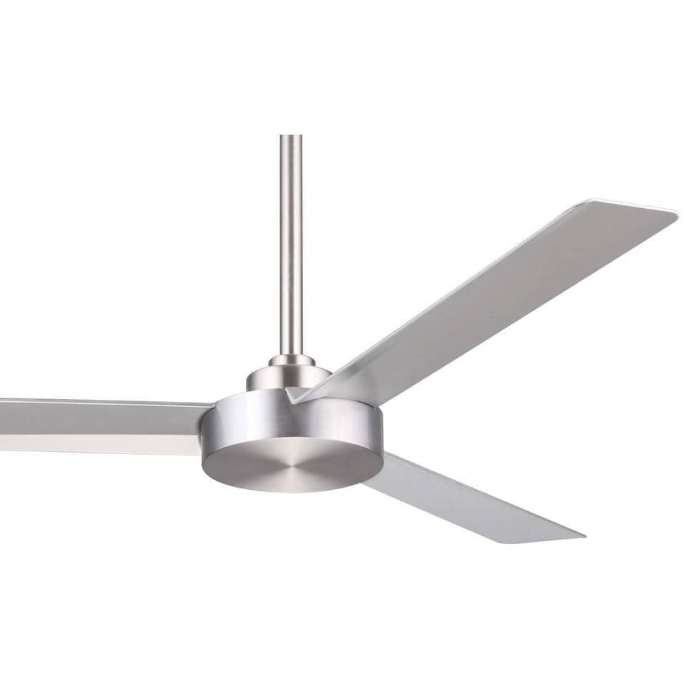 52" Minka Aire Modern 3 Blade Indoor Ceiling Fan Brushed Aluminum Silver for Living Room Kitchen Bedroom Family Dining House Home