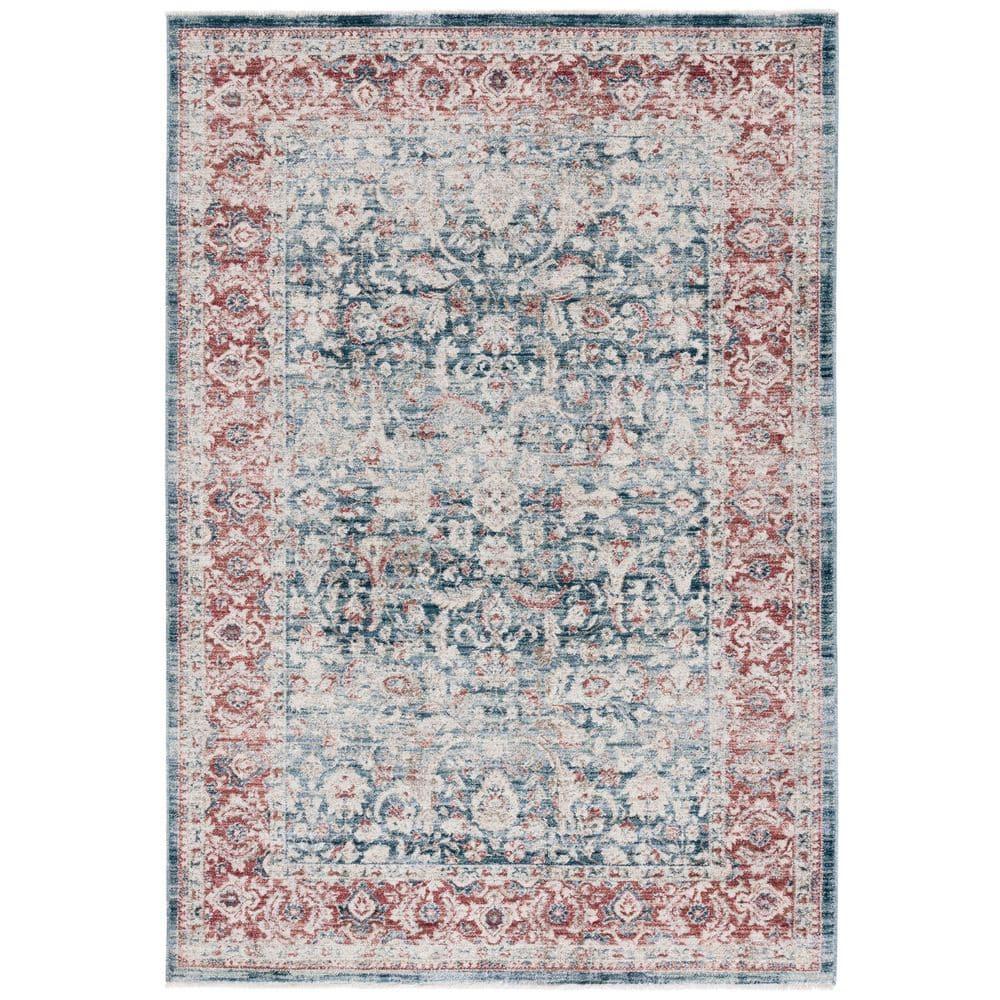 Antique Patina ANP640 Machine Made Loomed Area Rug - Blue/Rust - 5'-3" X 7'-7" - Safavieh