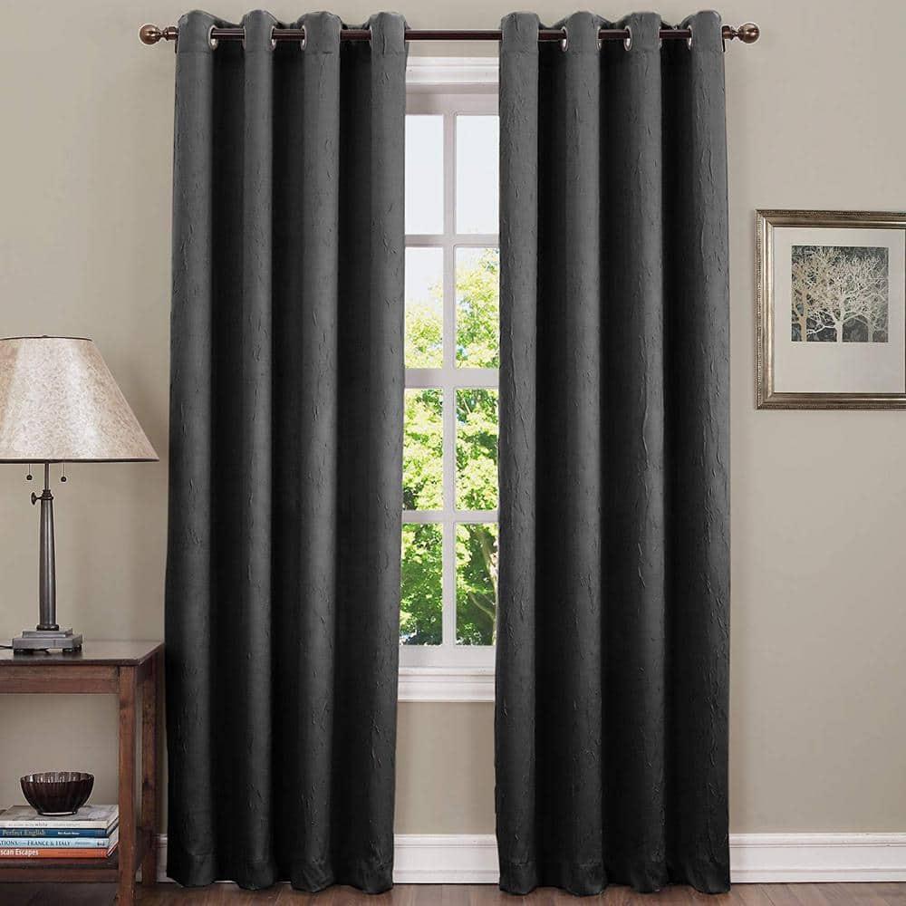 100"x84" Sun Zero Room Darkening Seymour Grommet Sliding Patio Door Curtain Panel Black: Modern Thermal Insulated